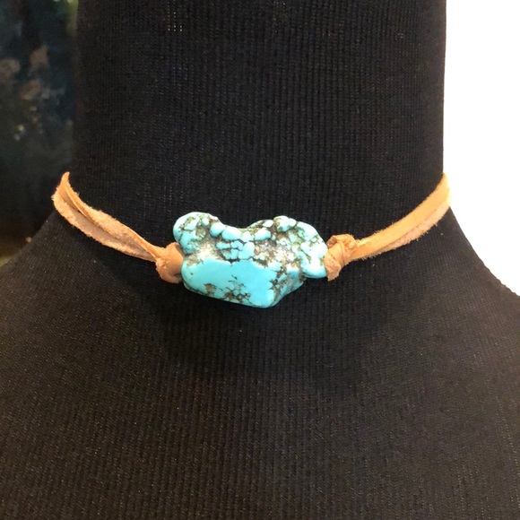 Jewelry - Deer skin and turquoise choker